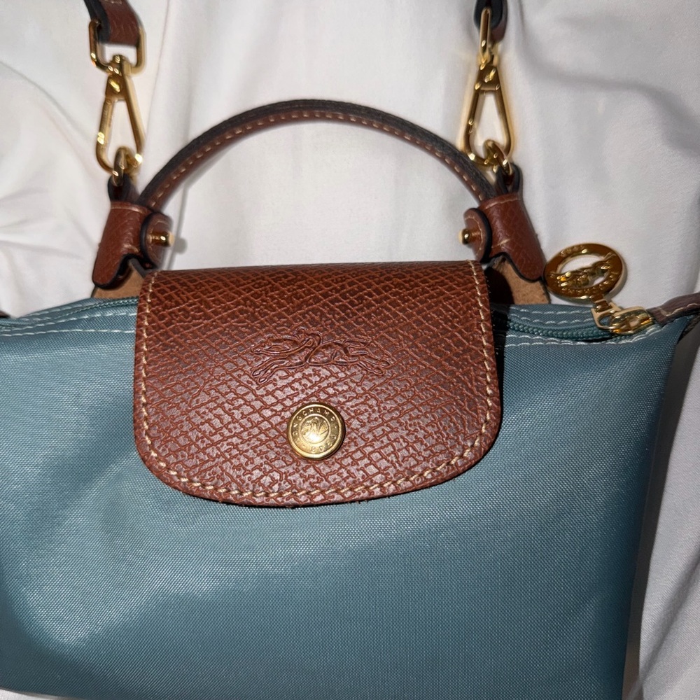 Longchamp Le Pliage Mini Pouch with Leather Strap - Picture 2 of 6
